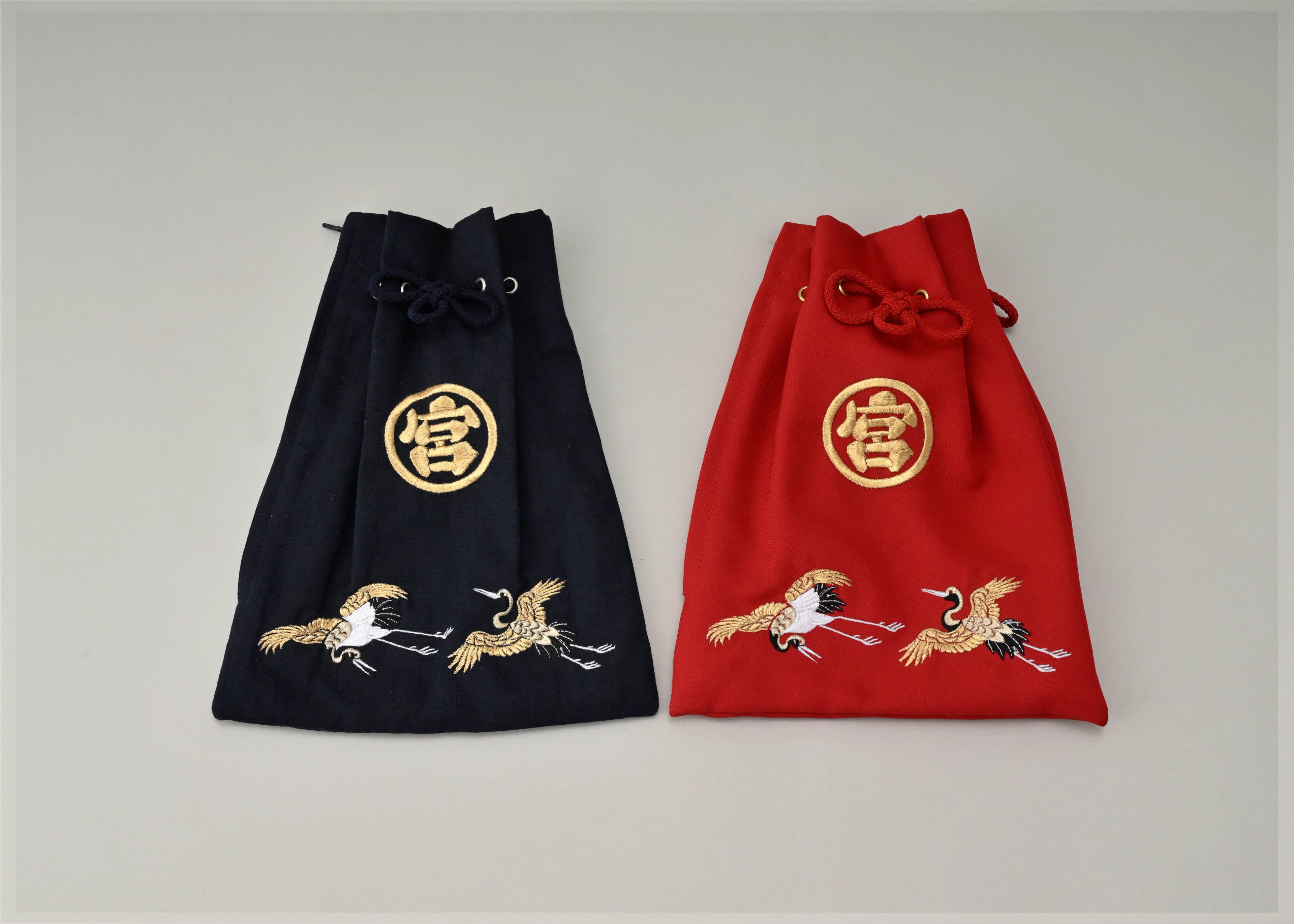 お祭りの巾着への刺繍